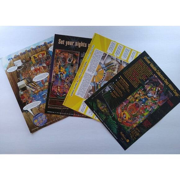 Pinball FLYERS Lot Of 4 Junkyard Dirty Harry Mega Golf Ball Frenzy Congo Orig. - Picture 2 of 2